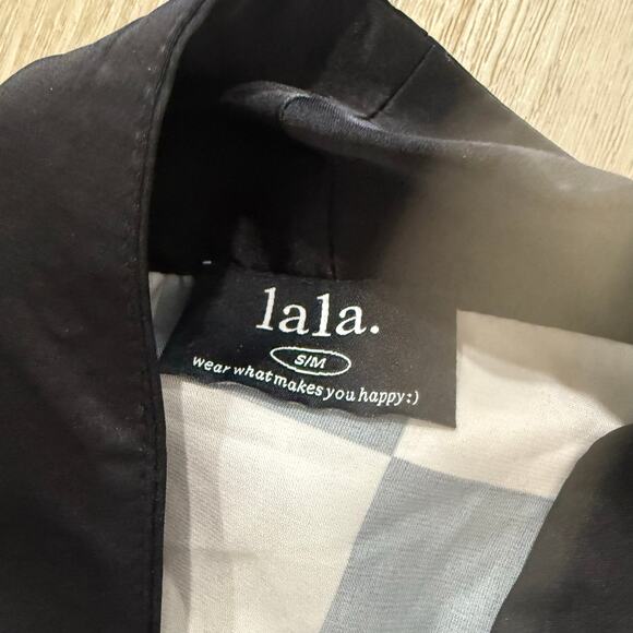 Dressed In LALA Good Karma Kimono in Checkerboard Black White Size S/M - Picture 4 of 6